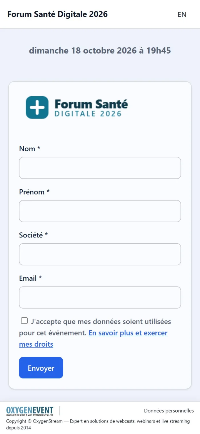 Page d'accueil sur téléphone